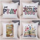 Jesus Faith Pillowcase Inspirational Quote Cushion Cover Floral Cross Pillow