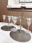Hendrick s Brushed Metal Mini Martini Holder Stand  Holds 3 Glasses- Set Of 2 