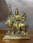 Vintage Heavy Brass brass-tone Durga Statue 8 5    Hindu Goddess Lion Trishul Idol