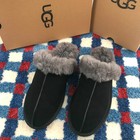 Ugg Women s Scuffette Ll Suede Sheepskin Thin-soled Black grey Slipper Size 6-11