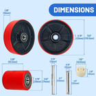 Complete Pallet Jack Wheels Replacement Kit With Axles  Red Pu heavy-duty
