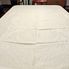 Vintage Roses Double Damask Irish Linen Tablecloth White Exc Cond 104    X 70   
