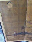 Vintage   Signed   Japanese Hand-painted 4 Panel Folding Screen  70x36