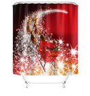 Christmas Shower Curtain Bathroom Rug Set Bath Mat Pedestal Rug Toilet Lid Cover