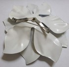 Large Vintage 1960s Metal Enamel Blue Flower Brooch  Pin
