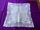 Vintage White Linen Embroidered Lace Handkerchief Wedding   Bride beautiful