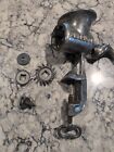 Vintage  Meat Grinder Hand Crank Cast Iron Wood Handle 2 Discs