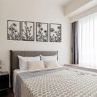 Black Floral Line Metal Wall Art Set Of 4     Modern Home Decor