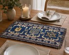 Set Of 4 Hebrew Jewish Theme Fringed Woven Tapestry Table Mats 18   x14   