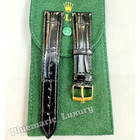 Rolex Genuine Black Crocodile Watch Band 20x16mm Gold Buckle Vintage