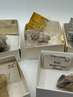 5 Old Stock Mineral Specimens  Calcite  Quartz  Fluorite  Garnet