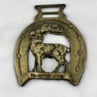 Brass Horse Medallion Vintage English Stag Deer Buck Horseshoe Parade Harness