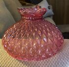 Cranberry Diamond Quilted 10  Glass Student Lamp Shade Table Desk Wall Library