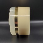 Frosted Plastic Powder Jar  Gold-tone Band  Figural Frosted Cameo Lid