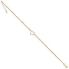 Real 14kt Yellow Gold Double Strand Heart 10in Plus 1in Ext  Anklet  10 Inch
