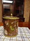 Vintage Daher Tin Canister With Lid  Decorative Floral Design