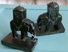 Vintage Ronson Howdah 1923 Cast Or Mold Metal Elephant Bookends Set Of 2