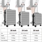 Keytang Smileline Lightweight Hardside Luggage 3pc Set bonus Makeup Bag silver
