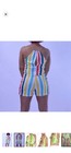 Women   s Multicolor Rainbow Striped Halter Sleeveless Romper Size L Casual
