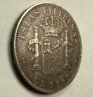1897 Spanish Philippines 1 Peso Silver Coin   1st Year Of Issue   900 Silver 