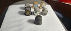 Vintage Souvenir Thimbles Pewter Metal Goldtone Silvertone Lot Of 8