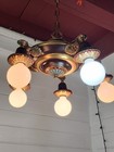 Rare Antique  Victorian 5 Light Pan Chandelier Ceiling Fixture Restored Rewired 