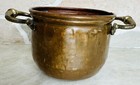 Vtg Hammered Copper Cauldron Kettle Pot Brass Handles Planter Handmade Holland