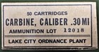 Lake City Ordnance Plant  M1 Carbine  Wwii  New Replica 50 Round Ammo Boxes