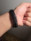 Unisex Leather Braided Wrap Bracelet - Black 21cm