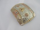 Heartland 4-h Rodeo Trophy Buckle Barrel Racer Silver Gold Tone Western Buckle
