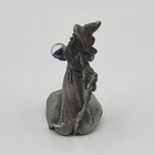 Pewter Wizard Figurine With Rainbow Crystal Ball 3  Tall Fantasy Sorcerer