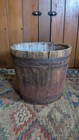 Antique Early Primitive Wood Sap Bucket Original Dry Red Paint 11  Patina