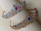 Tiara Kids Princess Gold Tone Multicolor Crystal Tiara Headband Hair Accessory 