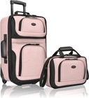 Lightweight Softside Rolling Carry-on Suitcase Set  2-wheel  Pink Travel Luggage