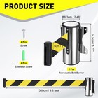 9 8 Foot Fixed Wall Mount Retractable Belt Barrier Set Yellow   Black 