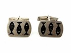Vintage Mid Century Sterling Silver Fish Design  Cufflinks Signed  Makers Mark