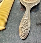 Silver Plated Vanity Set Vtg Hand Mirror Hair Brush Comb Victorian Art Nouveau