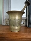 Antique Vintage Brass Mortar   Pestle Heavy Solid Pharmacy Apothecary