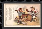 Currier   Ives C 1880 Boston Bicycle Toy Store Trade Card Tobacco Comic Sr 146