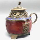 Antique Chinese Cloisonn   Incense Burner Dragon Motifs Rooster Finial Censer