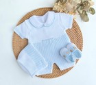 Newborn Baby Knit Outfit Set   Romper  Hat   Booties   Soft Baby Gift