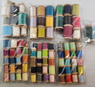 87 Vintage Cotton Sewing Thread Lot  Assorted Wooden Spools  Multicolor