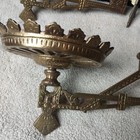 Pair Vintage Cast Iron Wall Mount Oil Lamp Swing Arm Holder With Brackets 