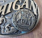 Michigan State Seal Belt Buckle Solid Brass Award Design 1st Ed 80s Vintage
