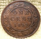 1859 High Grade Canada Large One 1 Cent Victoria Coin