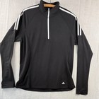 Adidas 1 4 Zip Pullover Jacket  Woman L Activewear Sweatshirt Black 3 Stripe Run