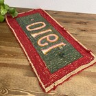 Vintage Antique  Handcrafted 1910 Mark - Hook Rug Yarn Red   Green Rug Mat