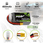 4x Ovonic 11 1v 80c 3s 450mah Lipo Battery Xt30 For Micro Drone Whoop Quad Fpv