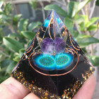 Energy Pyramid Natural Amethyst Ball Reiki Healing Chakra Tool Orgonite Crystals
