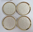 4 Mint Lenox Seville Collection Coasters Ivory Gold Trim 4  Coaster Set